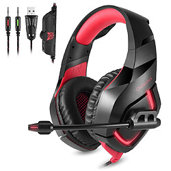 Wewoo Casque PC rouge pour PS4, Smartphone, Tablet, PC, ordinateur portable 3.5mm Plug USB stéréo LED Light Headphone avec microphone,