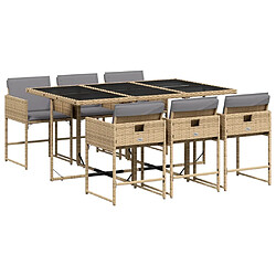 Maison Chic Ensemble à manger d'extérieur 7 pcs avec coussins,Salon de jardin,Mobilier de jardin mélange beige rotin -GKD543646