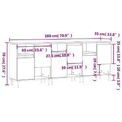 vidaXL Buffets 3 pcs gris béton bois d'ingénierie pas cher