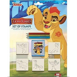 Multiprint Blister 5 Timbres Enfants Disney The Lion Guard, 100% Made in Italy, Tampons Enfants Personnalisés, en Bois et Caoutchouc Naturel, Encre Lavable Non Toxique, Idée Cadeau, Art.05946