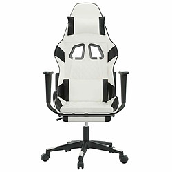 Acheter Maison Chic Chaise de jeu, Chaise gaming de massage avec repose-pied, Fauteuil gamer,Chaise de Bureau Blanc&Noir Similicuir -GKD39007