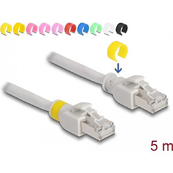 Delock - Patch-Kabel - RJ-45 (M) zu RJ-45 (M) - 5 m - 6 mm - S/FTP - CAT 6a - geschirmt, halogenfrei, ohne Haken - Grau