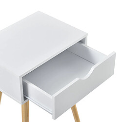 Acheter Helloshop26 Table de nuit chevet avec tiroir commode meuble de rangement pieds de table en pin 60 cm blanc 03_0003141