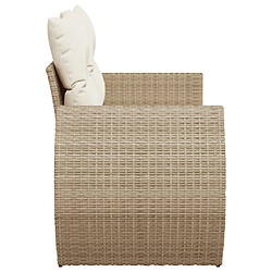 Acheter vidaXL Canapé de jardin avec coussins 2 places beige résine tressée