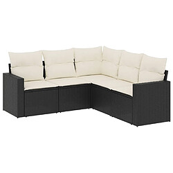 Maison Chic Salon de jardin 5 pcs avec coussins | Ensemble de Table et chaises | Mobilier d'Extérieur noir résine tressée -GKD69229