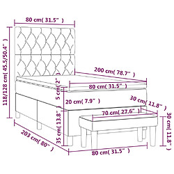 vidaXL Sommier à lattes de lit avec matelas Crème 80x200 cm Tissu pas cher