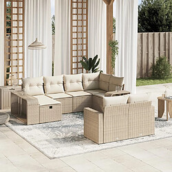 Maison Chic Salon de jardin avec coussins 10 pcs, Ensemble Tables et chaises de jardin, beige résine tressée -GKD733911