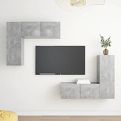 vidaXL Ensemble de meubles TV 4 pcs Gris béton Bois d'ingénierie