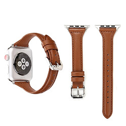 Wewoo Sangle de montre en cuir véritable pour Apple Watch Series 3 & 2 & 1 38mm marron