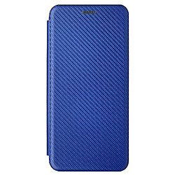 Coque en TPU + PU texture en fibre de carbone, anti-empreintes digitales, fermeture magnétique auto-absorbée avec support, bleu pour votre ZTE Blade V30