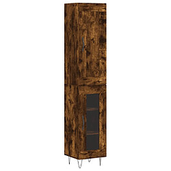 vidaXL Buffet haut Chêne fumé 34,5x34x180 cm Bois d'ingénierie