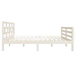 Maison Chic Lit Moderne Chambre - Cadre/structure de lit pour adulte Blanc Bois massif 120x190 cm Petit Double -MN23728 pas cher