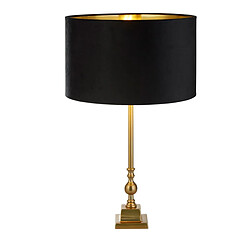 Searchlight Lampe de Table Laiton Antique, Abat-Jour en Velours Noir