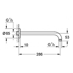 bras de douche moderne - grohe rainshower - longueur 300 mm - chromé - grohe 28576000