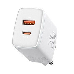 Cargador Rápido Baseus USB + Tipo-C 20W Blanco