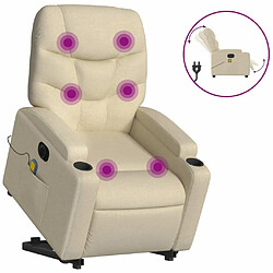 Maison Chic Fauteuil Relax pour salon, Fauteuil inclinable de massage électrique Crème Tissu -GKD81498