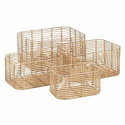 BigBuy Home Lot de paniers Naturel Résine 46 x 35 x 23 cm (4 Unités)