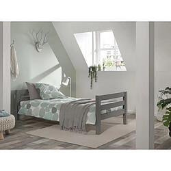 Mes Lit 90x200 cm avec sommier gris - PINO