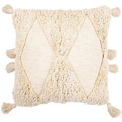 ICONIK INTERIOR Coussin carré design boho Bali en coton, coussin + rembourrage - Leano Blanc