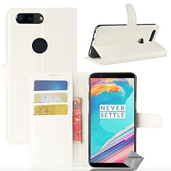 Htdmobiles Housse etui portefeuille pour OnePlus 5T + film ecran - BLANC