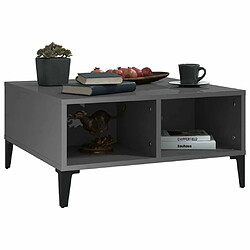 Maison Chic Table basse,Table Console Table d'appoint, Table pour salon Gris brillant 60x60x30 cm Aggloméré -MN59270 pas cher