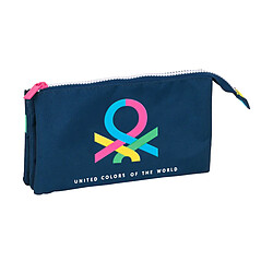 Trousse Fourre-Tout Triple Benetton Corazones Multicouleur Blue marine (22 x 12 x 3 cm)