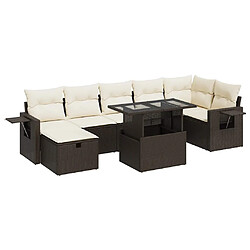 vidaXL Salon de jardin 8 pcs avec coussins marron résine tressée