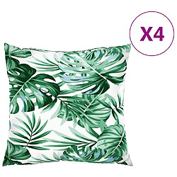 vidaXL Coussins de canapé lot de 4 motif de feuilles 50x50 cm tissu