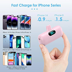 SANAG Mini Batterie Externe Pour Iphone 5000Mah, M À Niveau 15W Pd 3.0A Charge Rapide, Compact Et Léger Power Bank Écran Lcd Chargeur Portable Compatible Avec Iphone 14/14 Pro /13/12/11/X/8/7/6 - Rose