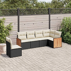 Maison Chic Salon de jardin 6 pcs avec coussins | Ensemble de Table et chaises | Mobilier d'Extérieur noir résine tressée -GKD57772