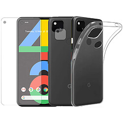 Protection intégrale Verre Trempé pour Google Pixel 4A + Verre Trempé Caméra Arrière + Coque souple silicone transparente-Visiodirect-