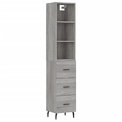 vidaXL Buffet haut Sonoma gris 34,5x34x180 cm Bois d'ingénierie