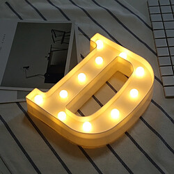 Wewoo Guirlande Lumière anglaise décorative de forme de lettre de l'alphabet D, sèche chaude de vacances accrochante debout blanche de batterie de LED