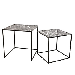 Acheter Toilinux Duo de tables d'appoint en métal Motifs feuilles - Noir