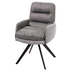 Decoshop26 6x chaises de salle à manger fauteuil lounge avec accoudoir confortable rotative en tissu gris clair 04_0000860