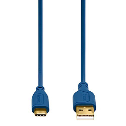 HAMA Câble USB-C Flexi-Slim, doré, antitorsion, bleu, 0,75 m