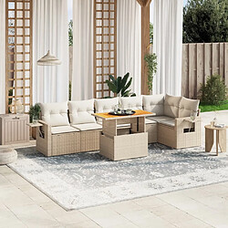 vidaXL Salon de jardin avec coussins 7 pcs beige résine tressée