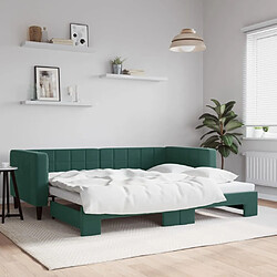 Maison Chic Lit d'appoint | Lit de jour avec lit gigogne | Lit de repos vert foncé 90x200 cm velours -GKD51186