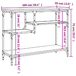 vidaXL Table console avec étagères noir 100x35x75 cm pas cher