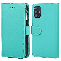 Etui en PU poche zippée en microfibre vert pour votre Samsung Galaxy A51 SM-A515