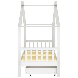 Avis vidaXL Cadre de lit enfant avec tiroirs blanc pin massif 90x200 cm