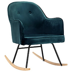 Maison Chic Chaise à bascule | Fauteuil Relax, design moderne Bleu Velours -GKD29956