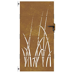 Avis vidaXL Portail de jardin 85x200 cm acier corten conception d'herbe