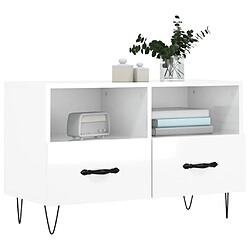 Avis Maison Chic Meuble TV scandinave - Banc TV pour salon Blanc brillant 80x36x50 cm Bois d'ingénierie -MN74270