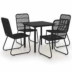 Ensemble salle à manger de jardin 5 pcs,Table et chaise à dîner d'extérieur Résine tressée et verre -MN50125