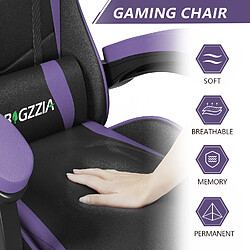 RATTANTREE Chaise de Gaming, fauteuil gaming, avec Lombaire&Appui-Tête Appui, chaise gamer, Ergonomique PU Cuir Chaise Bureau, fauteuil gamer, chaise bureau gaming, Dossier Inclinable à 155, Noir Violet