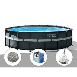 Kit piscine tubulaire Intex Ultra XTR Frame ronde 5,49 x 1,32 m + Bâche à bulles + 20 kg de zéolite + Robot nettoyeur