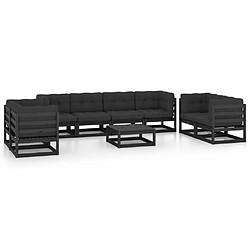 Maison Chic Salon de jardin 9 pcs + coussins - Mobilier/Meubles de jardin - Table et chaises d'extérieur Bois de pin massif -MN81162