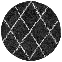 vidaXL Tapis shaggy à poils longs moderne noir et crème Ø 120 cm