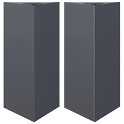 vidaXL Jardinières 2 pcs anthracite triangulaire 40x34,5x70 cm acier